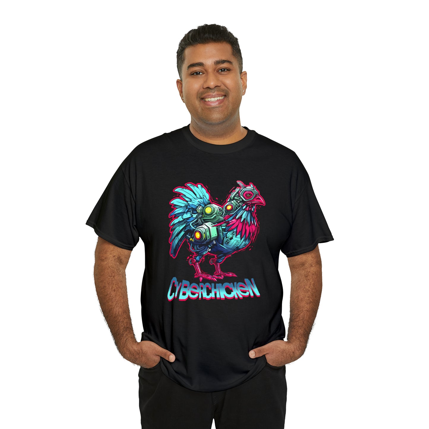 CyberChicken, Cyborg Chicken Unisex Heavy Cotton Tee