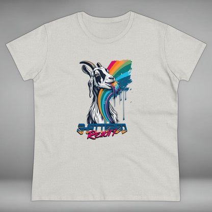 Shattered Reality, Rainbow Goat, Women's Midweight Cotton Tee