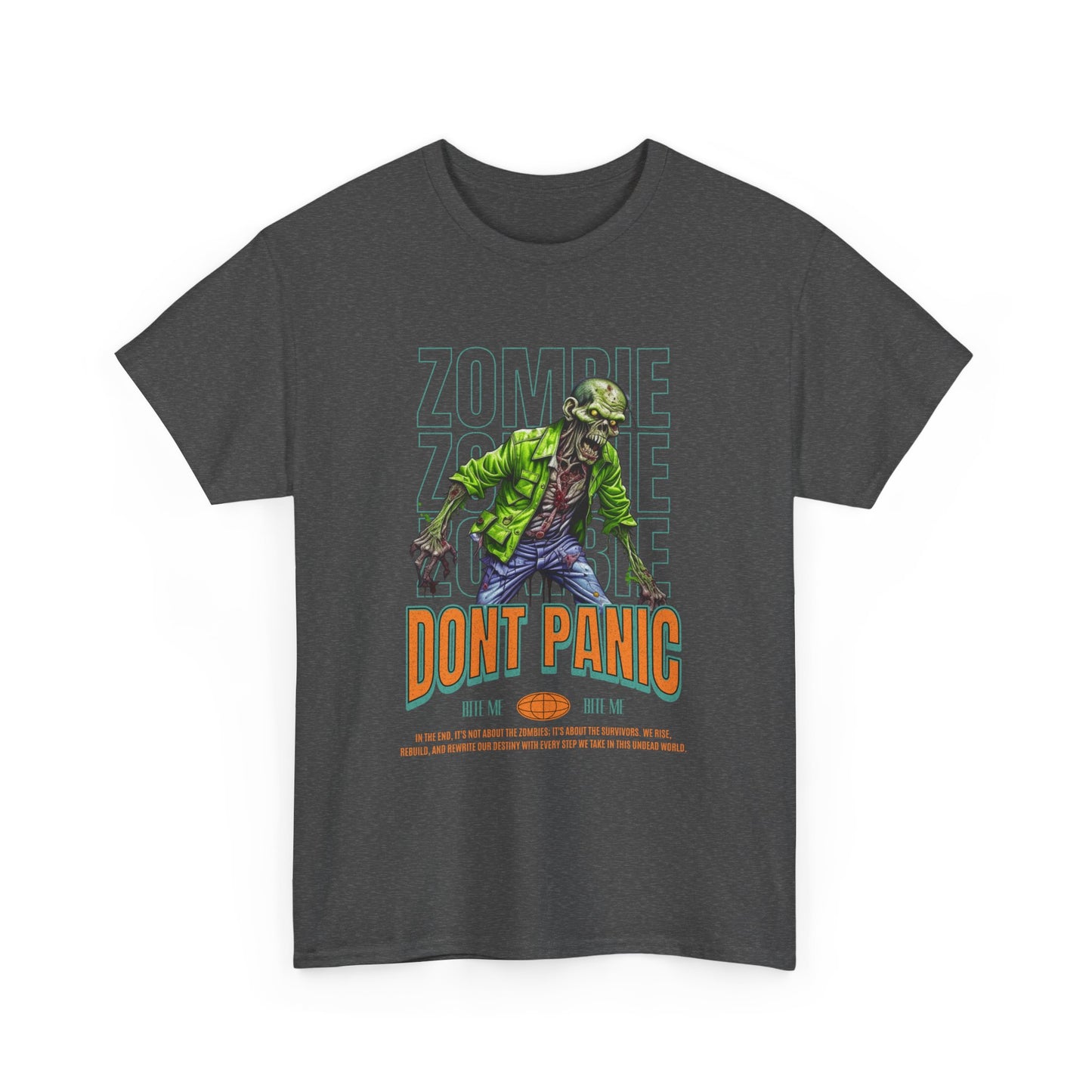 Zombie, Dont Panic Unisex Heavy Cotton Tee