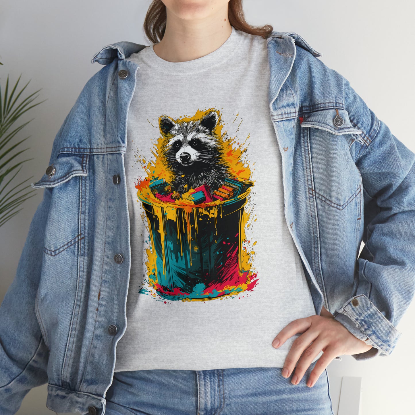 Trash Panda, Raccoon in a trash can Unisex Heavy Cotton Tee