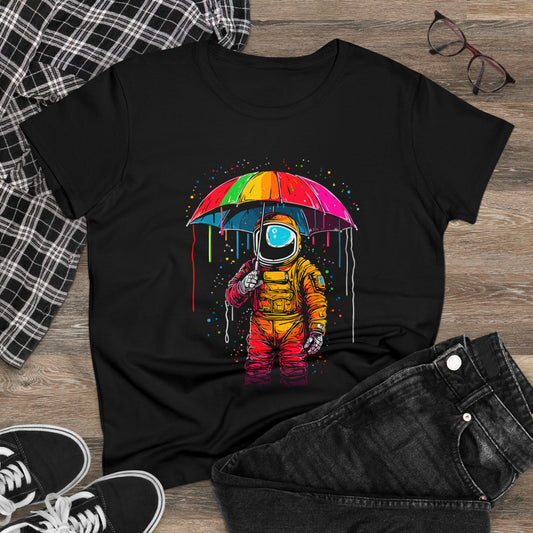 Celestial Rain, Astronaut in the Rain, Women's Midweight Cotton Tee