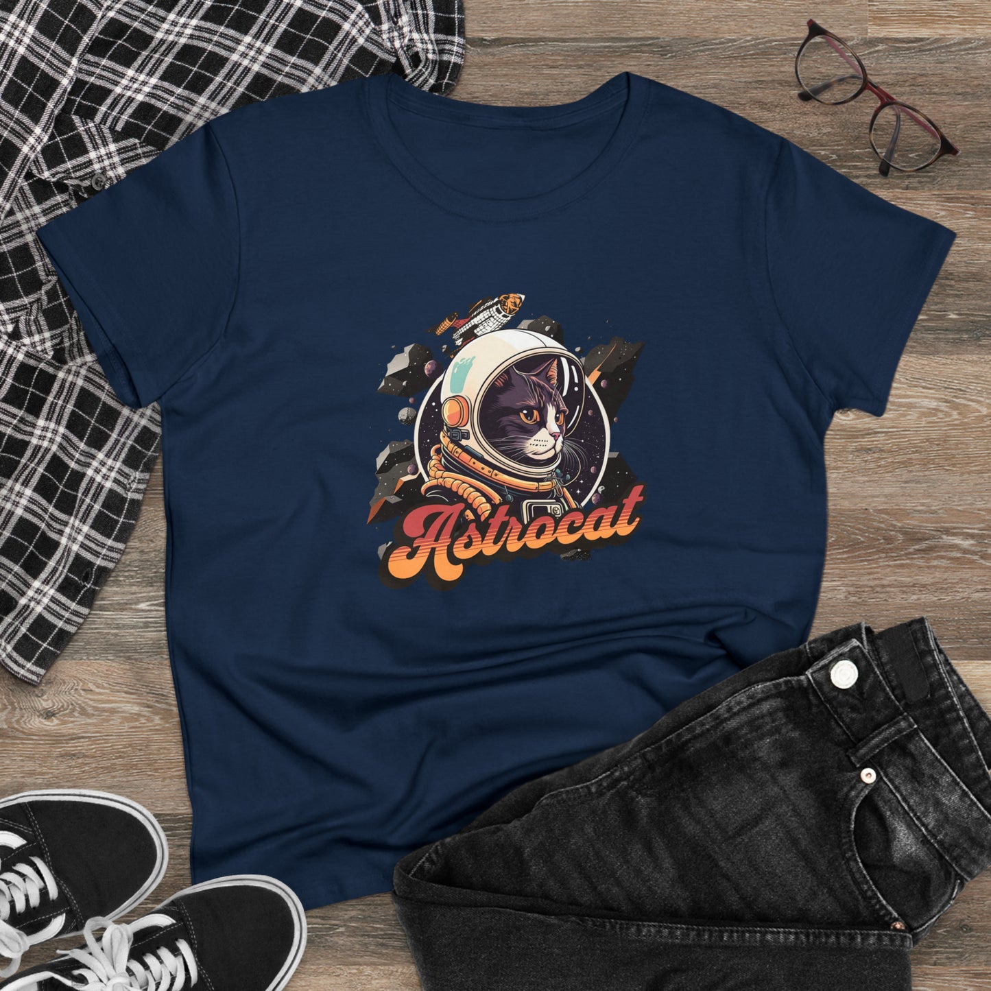 Astrocat, Women's Midweight Cotton Tee