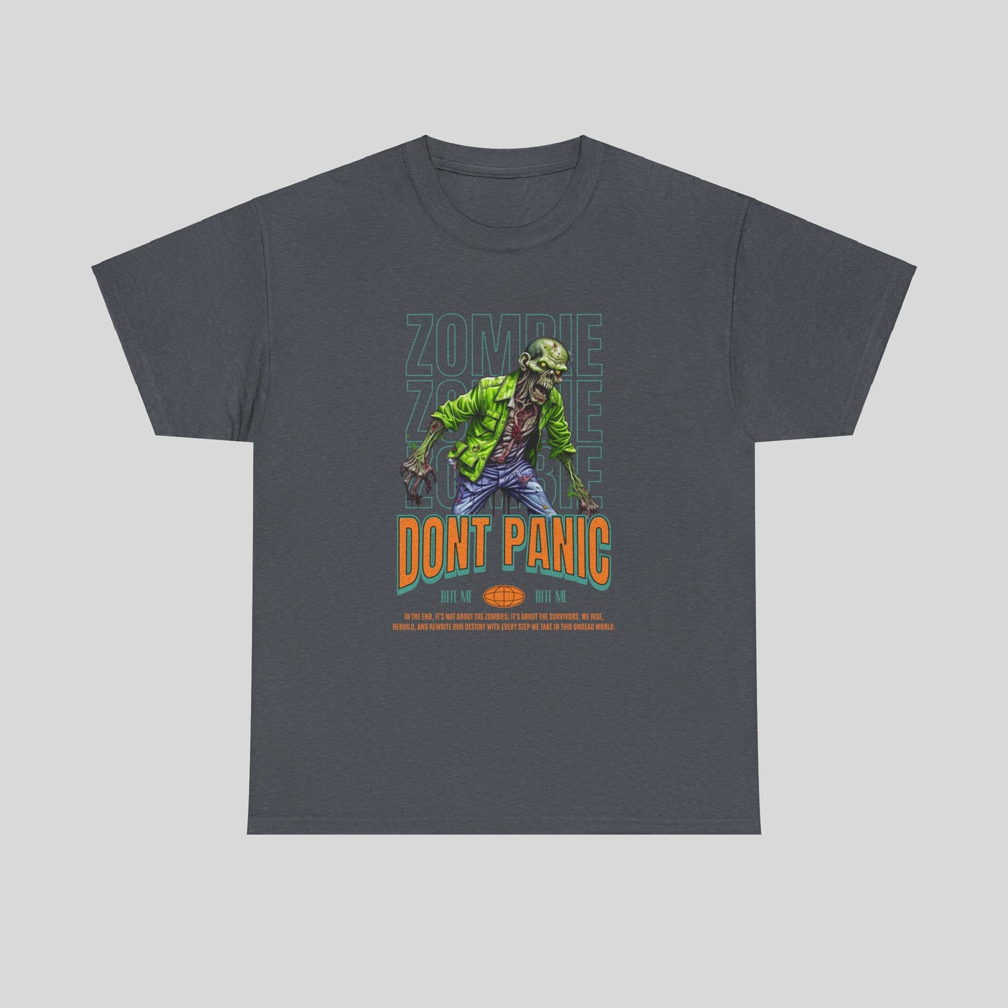 Zombie, Dont Panic Unisex Heavy Cotton Tee