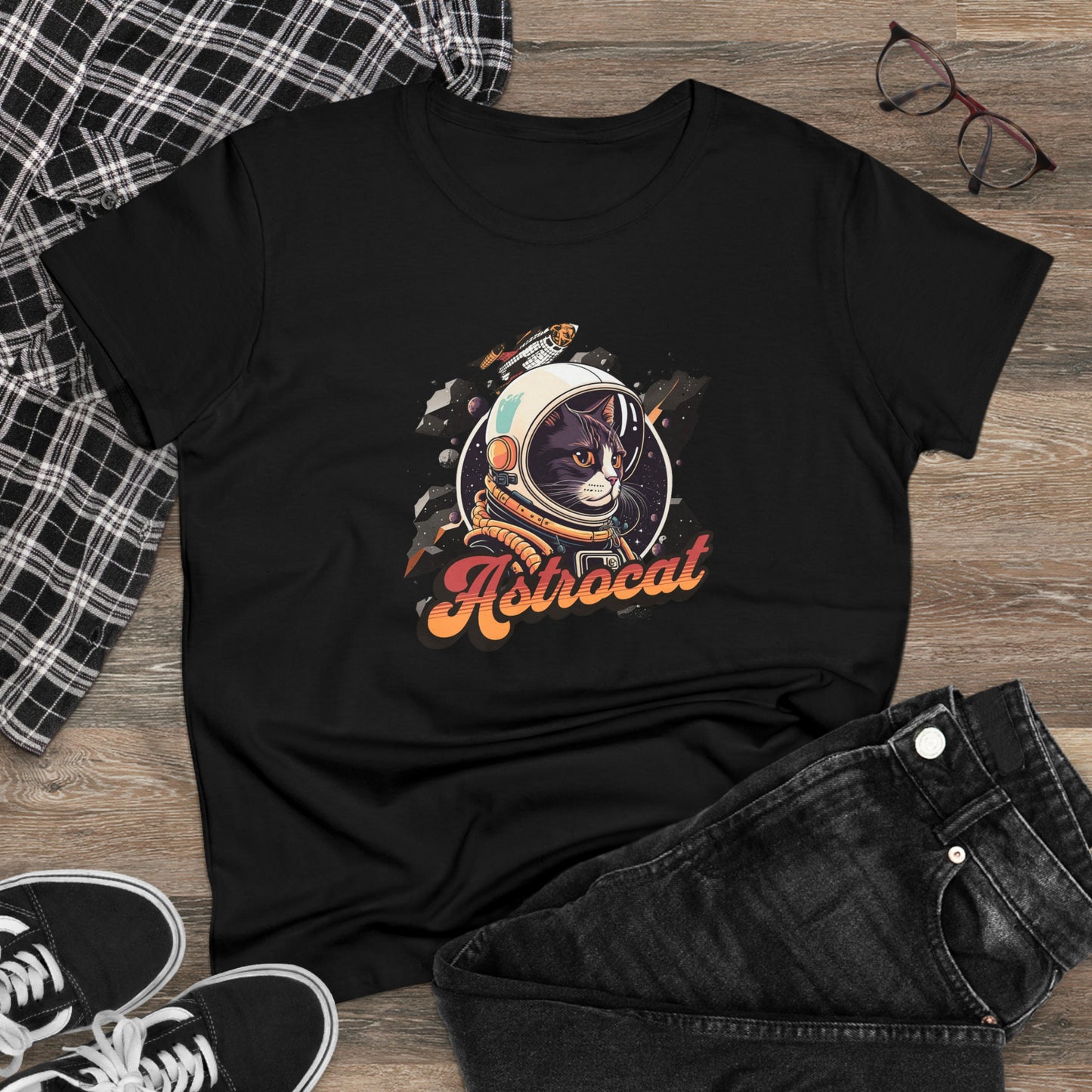 Astrocat, Women's Midweight Cotton Tee