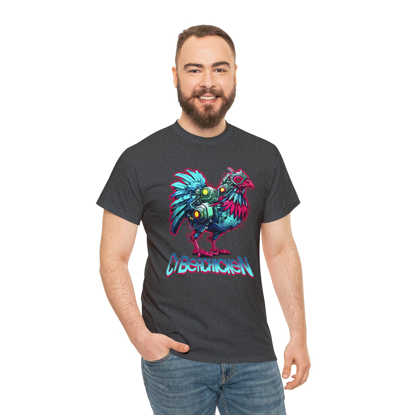 CyberChicken, Cyborg Chicken Unisex Heavy Cotton Tee