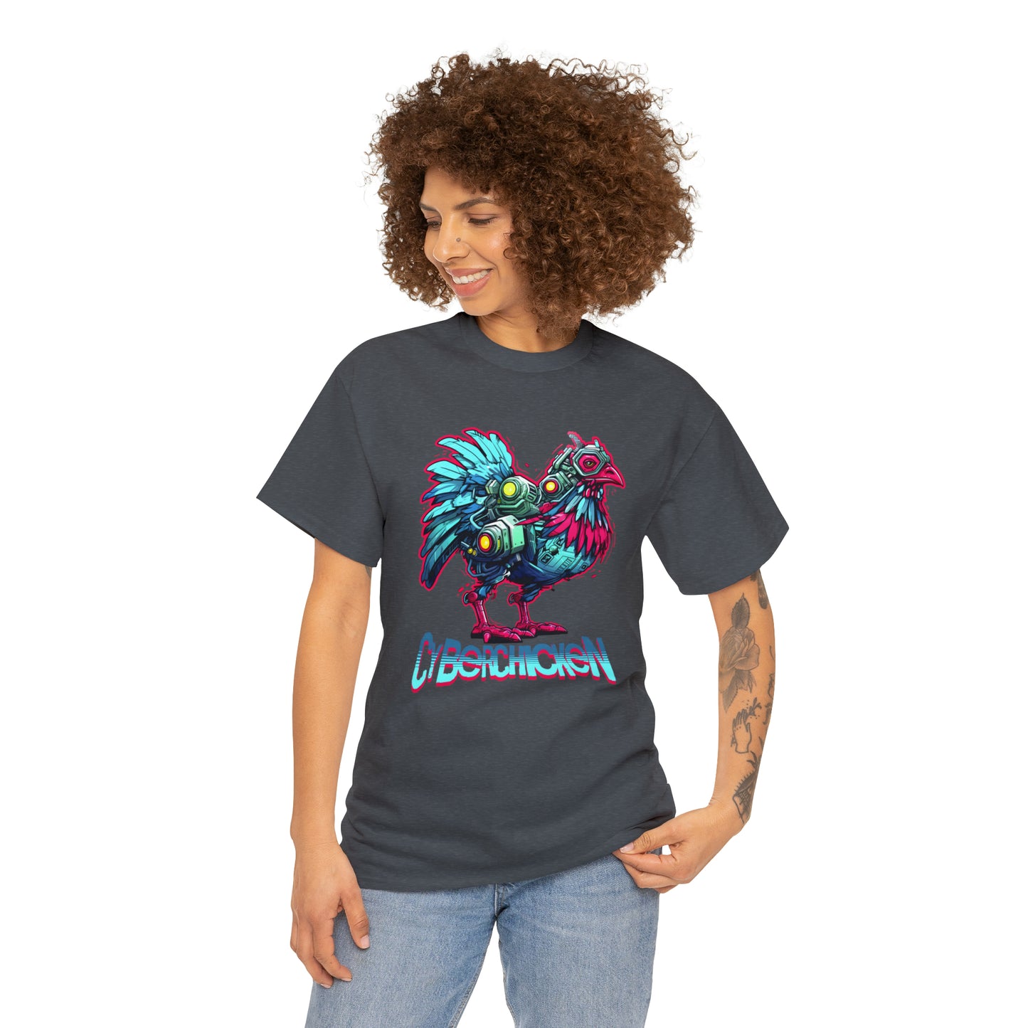 CyberChicken, Cyborg Chicken Unisex Heavy Cotton Tee