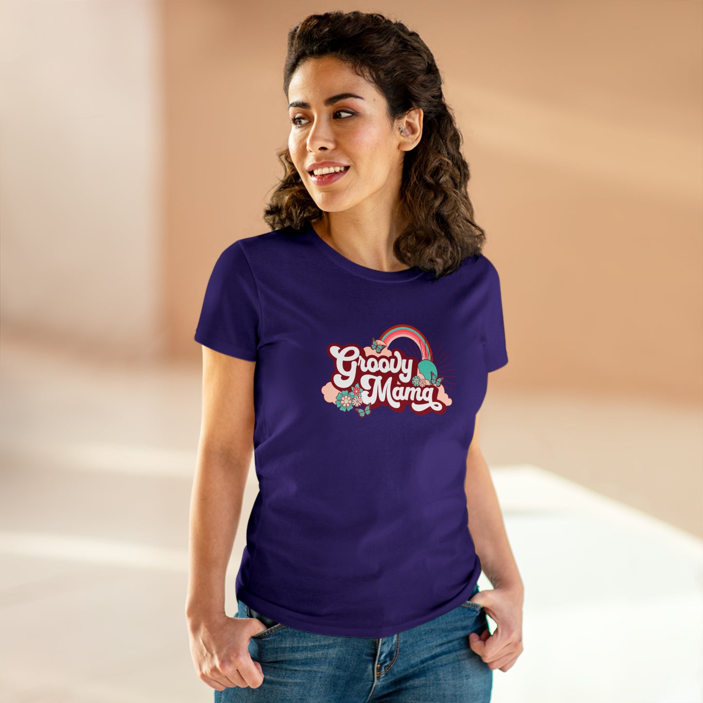 Groovy Mama, Women's Midweight Cotton Tee