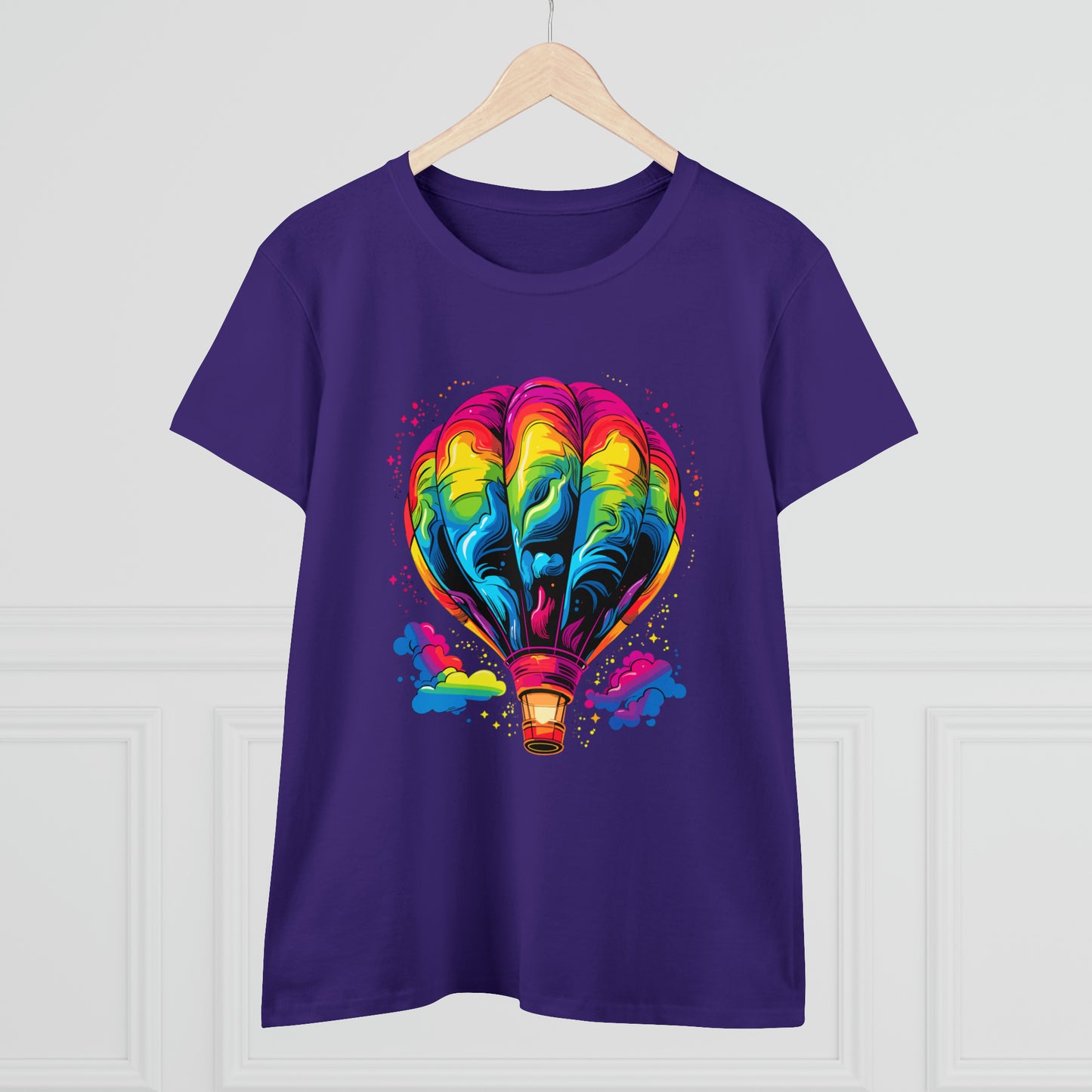 colorful Hot Air Balloon Women's Midweight Cotton Tee