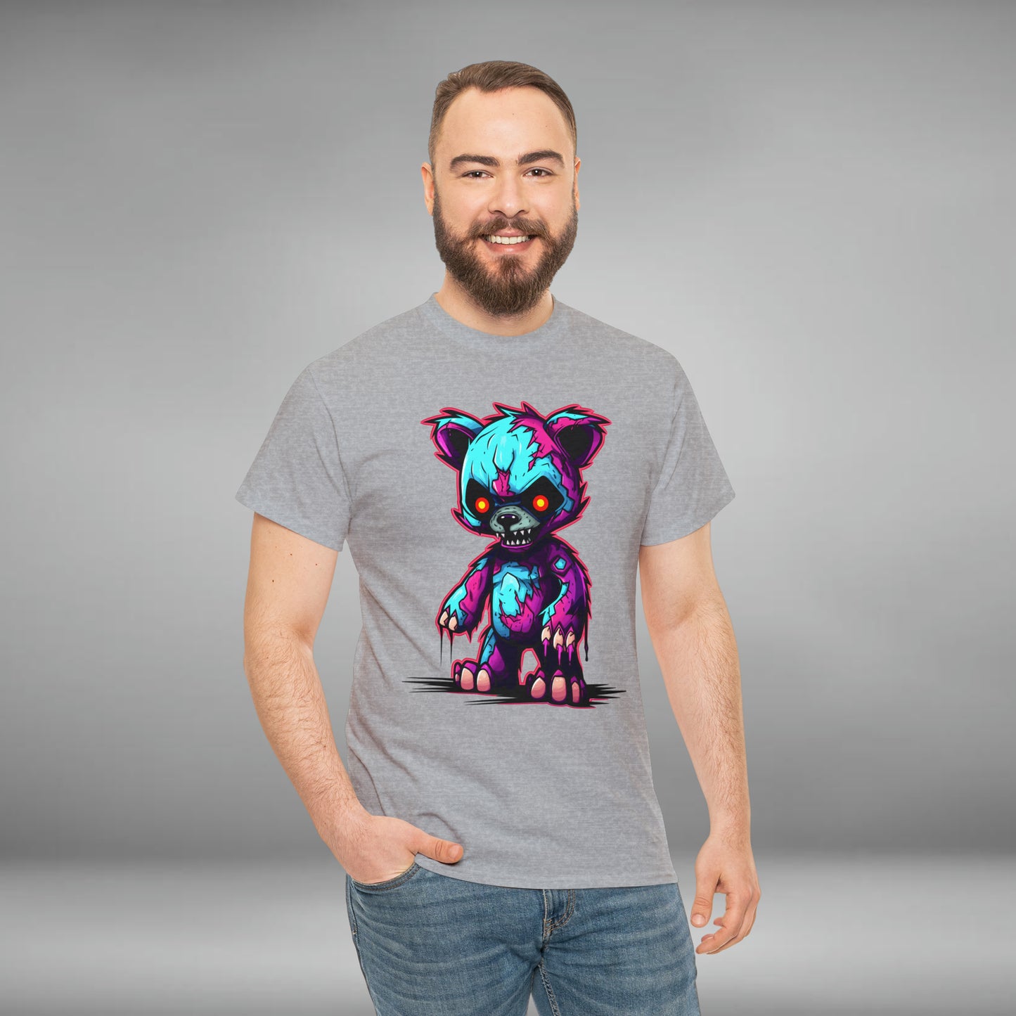 Zombie Teddy Bear, Custom Unisex Heavy Cotton Tee