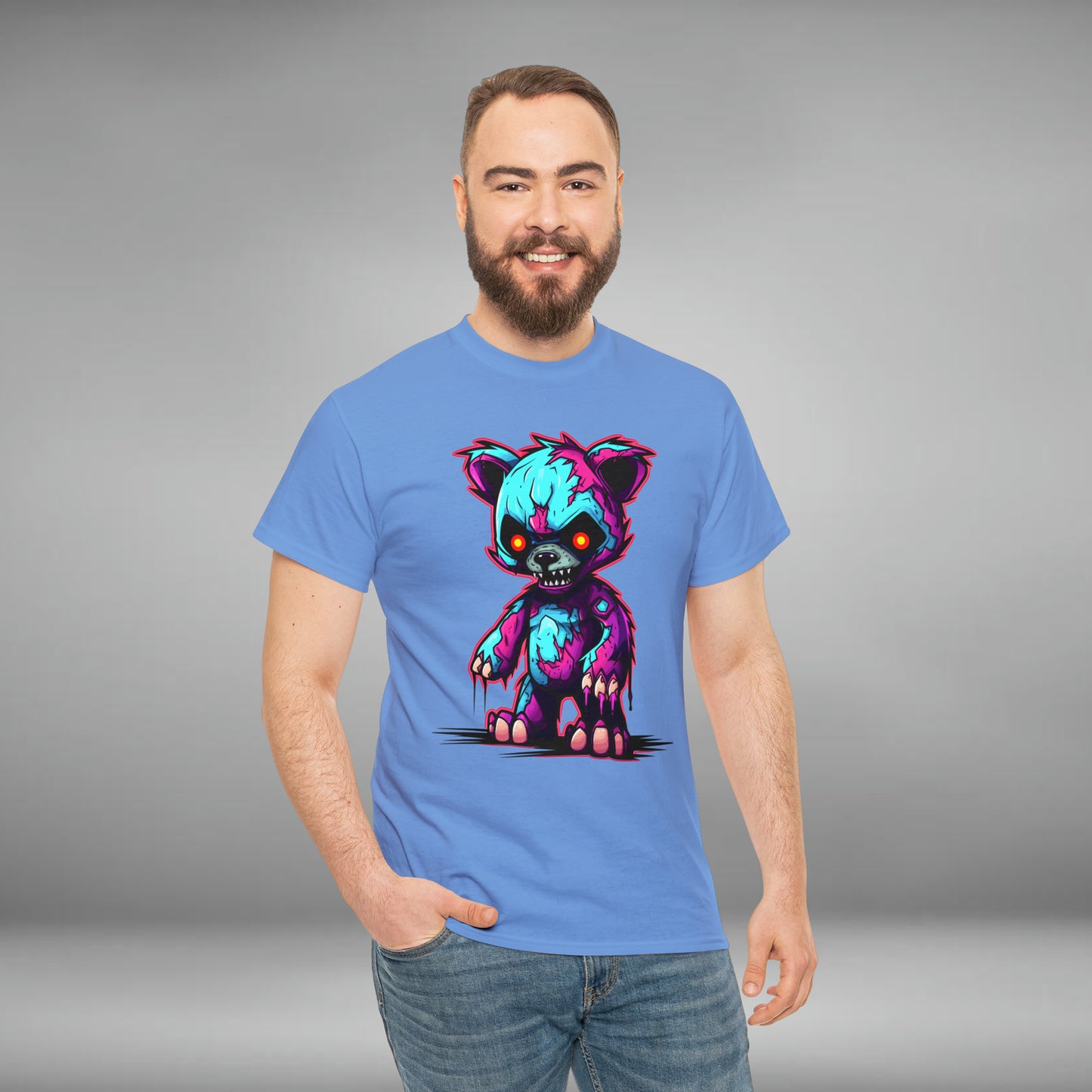 Zombie Teddy Bear, Custom Unisex Heavy Cotton Tee