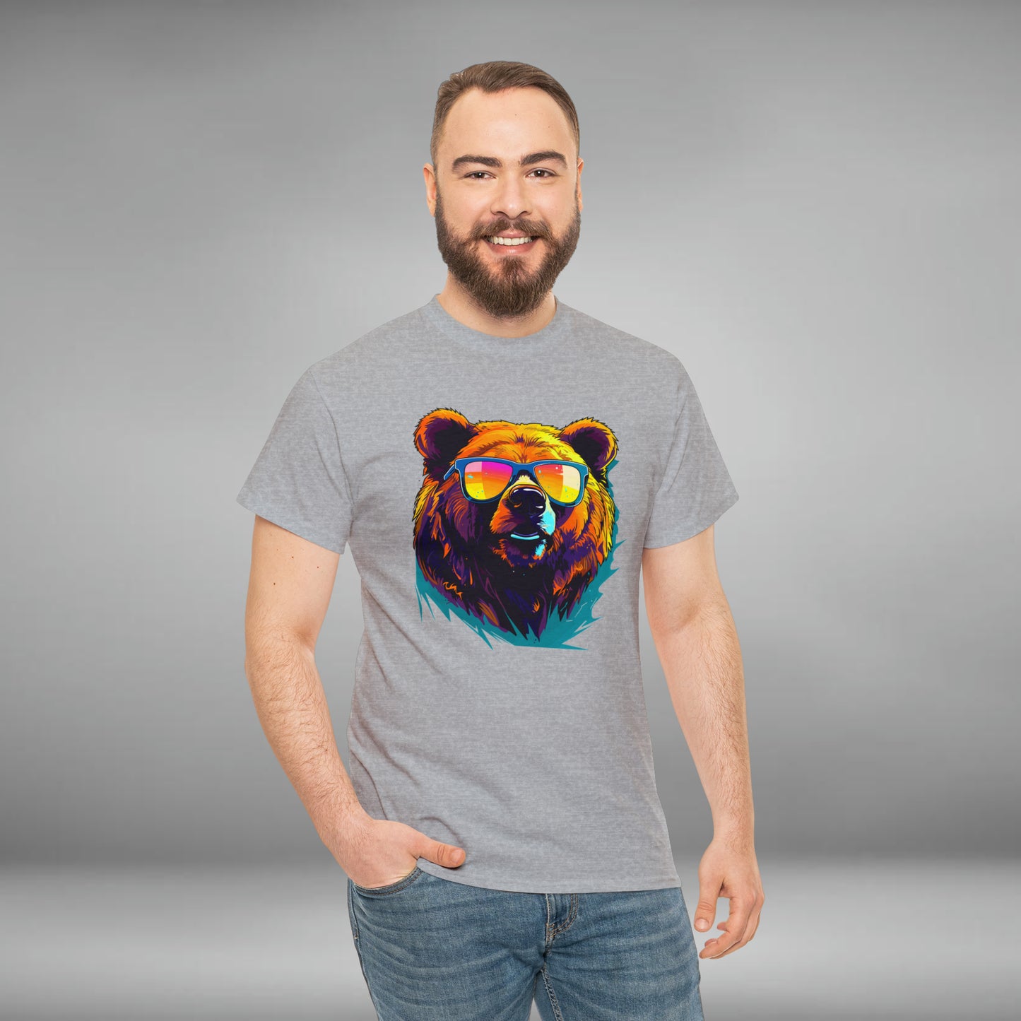 Cool Bear Wearing Sunglasses Unisex Heavy Cotton Tee