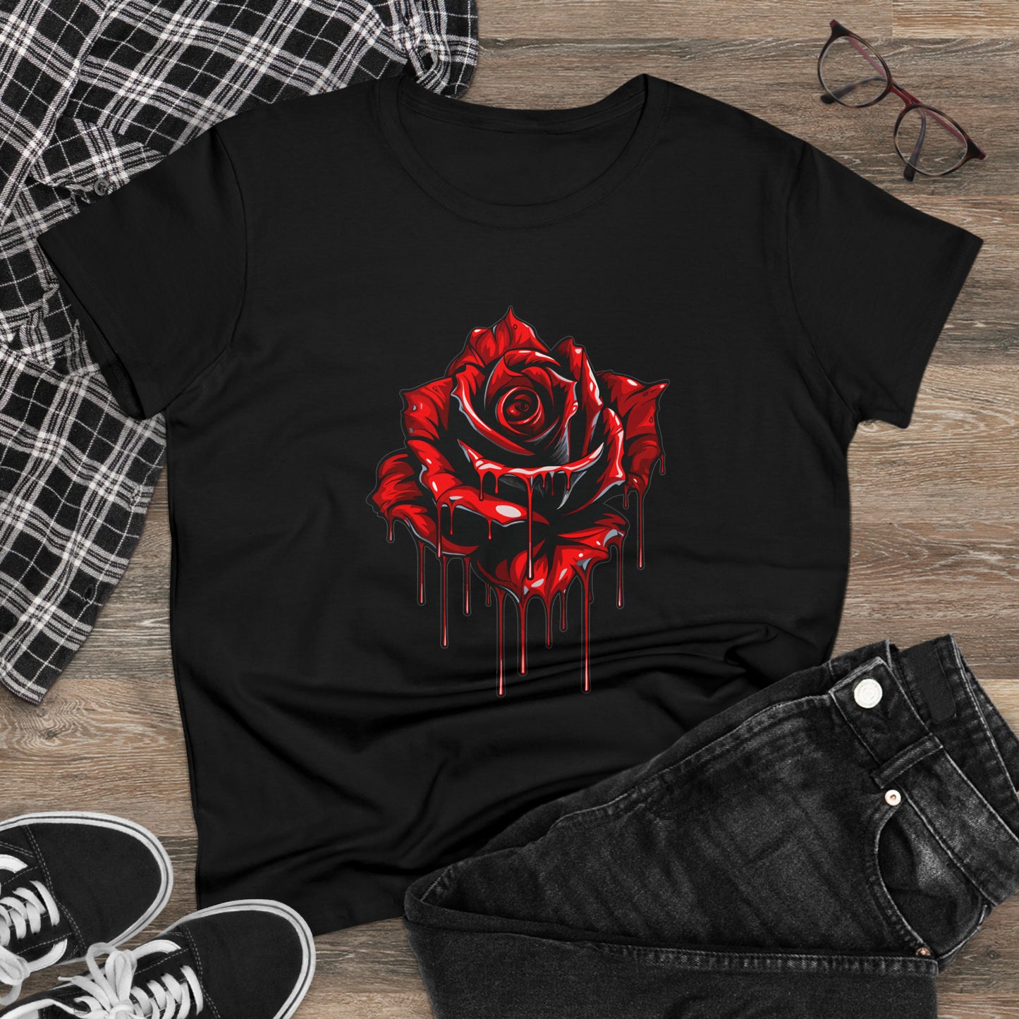 Painted Rose Women's Midweight Cotton Tee