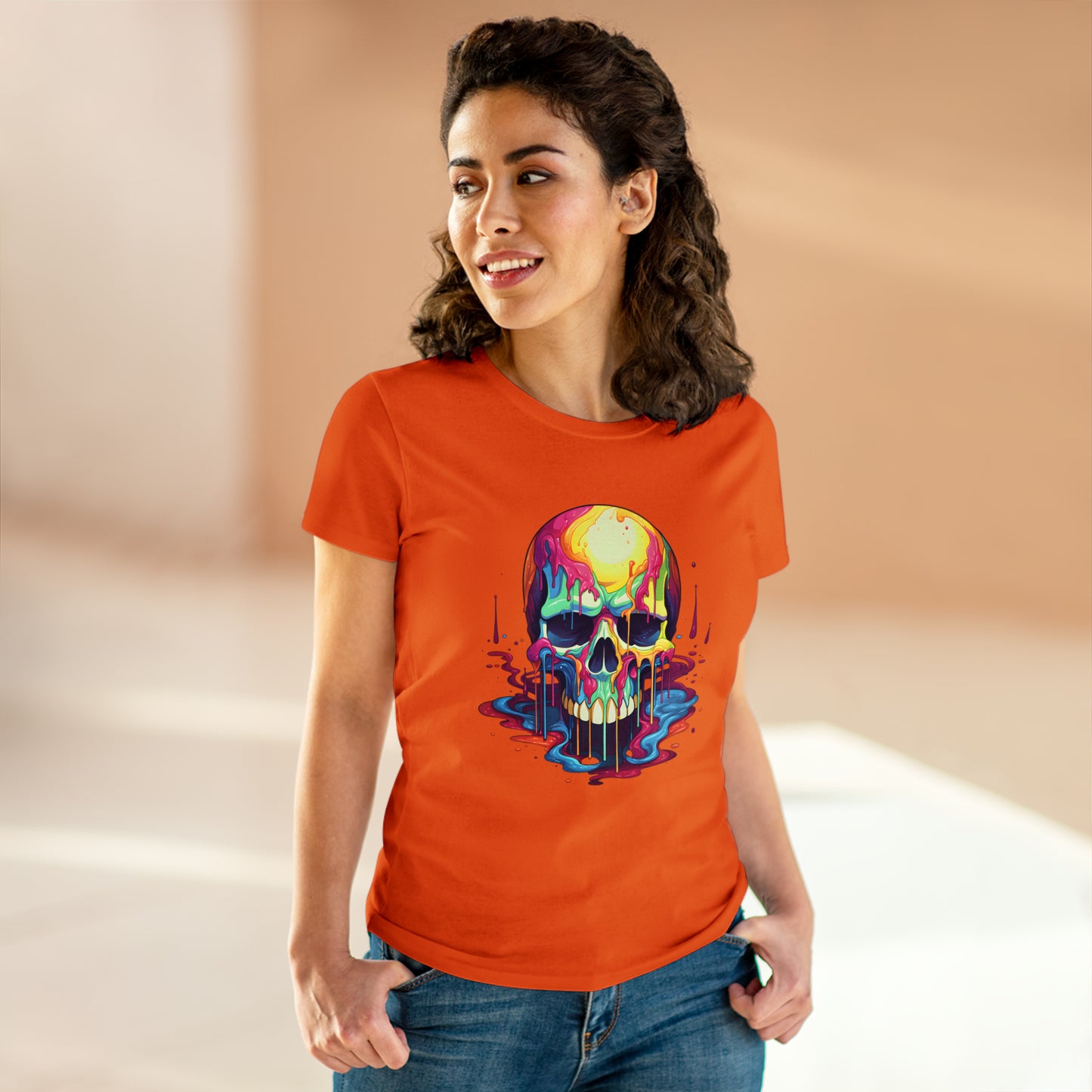 Painted Skull, Women's Midweight Cotton Tee