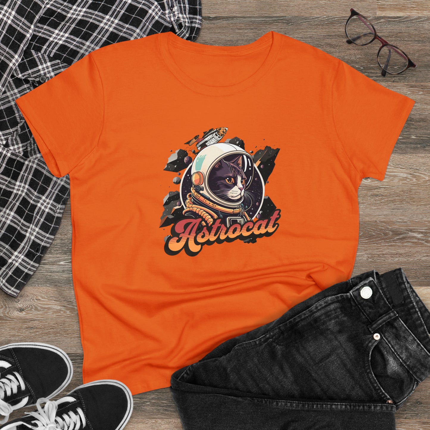 Astrocat, Women's Midweight Cotton Tee