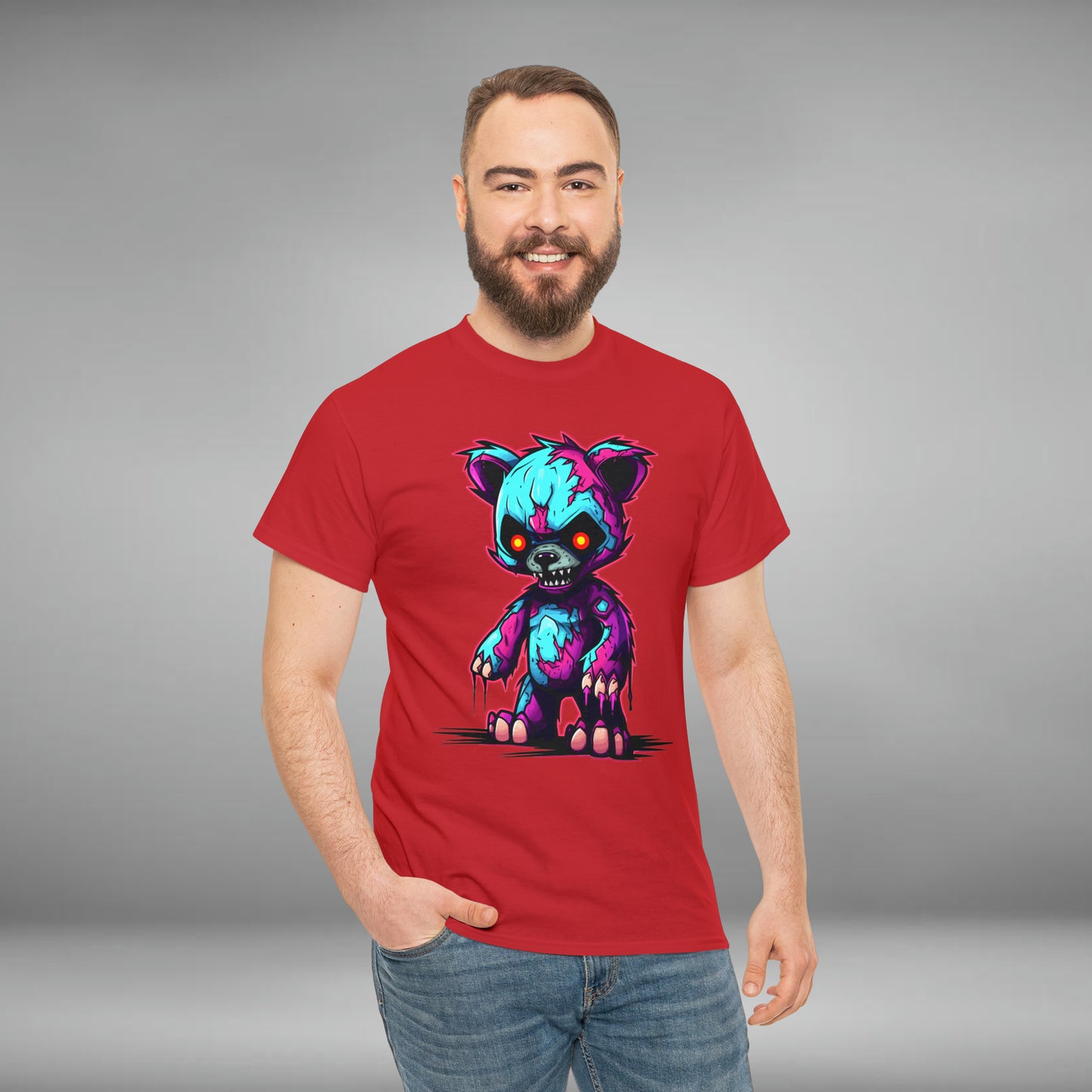 Zombie Teddy Bear, Custom Unisex Heavy Cotton Tee