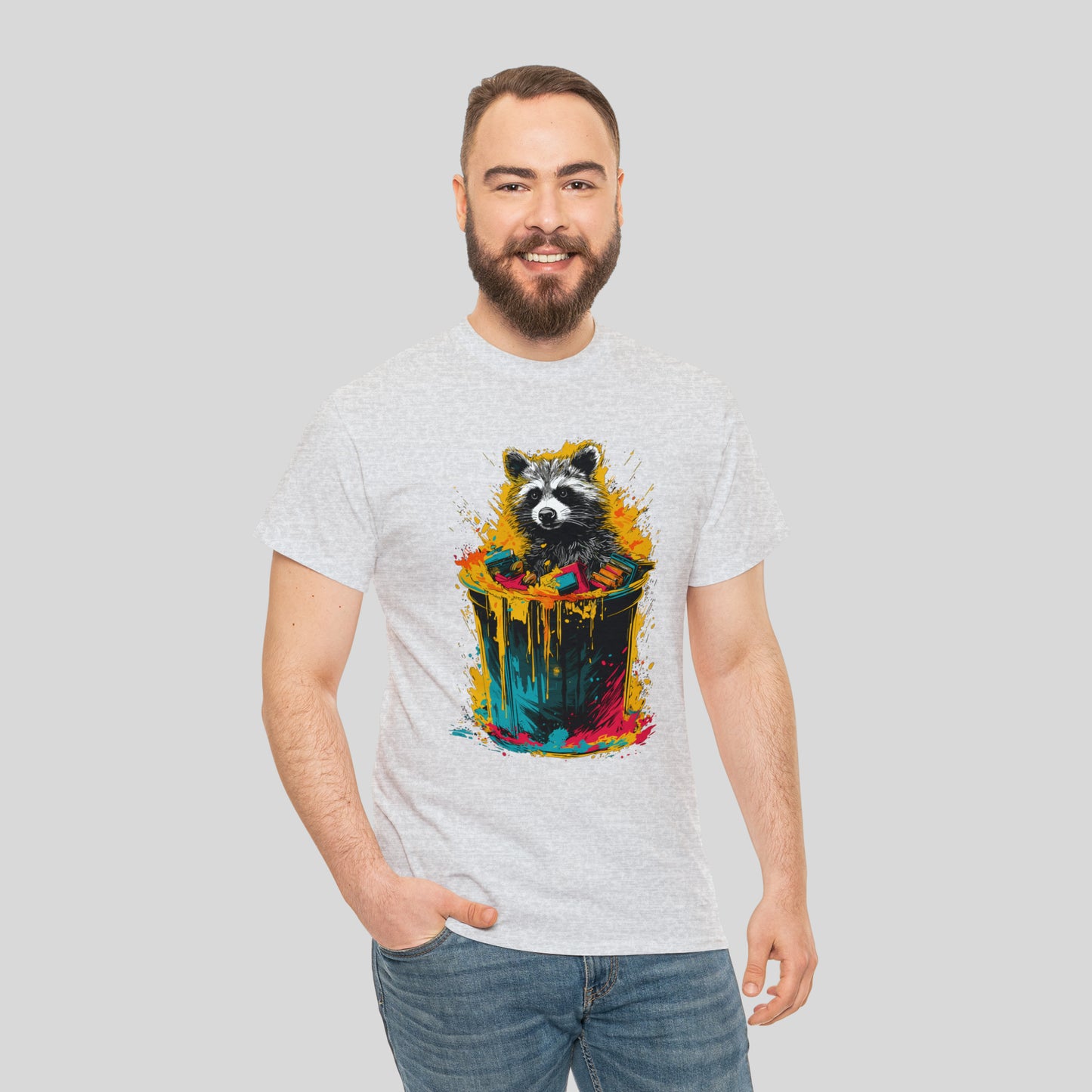 Trash Panda, Raccoon in a trash can Unisex Heavy Cotton Tee