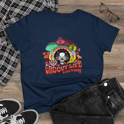 GROOVY LIFE, Retro Women's Midweight Cotton Tee