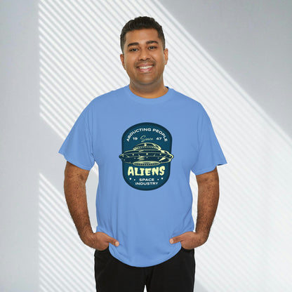 Aliens, Abducting People Since 1947, Custom Graphic Unisex Heavy Cotton Tee