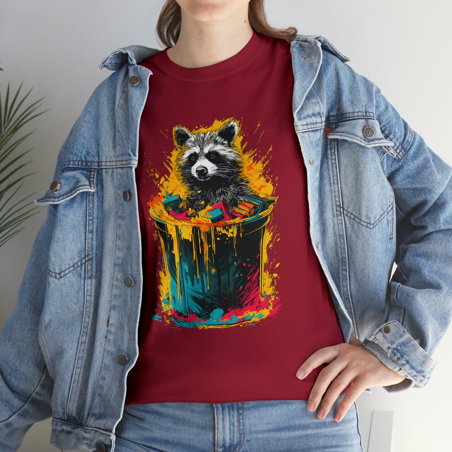 Trash Panda, Raccoon in a trash can Unisex Heavy Cotton Tee