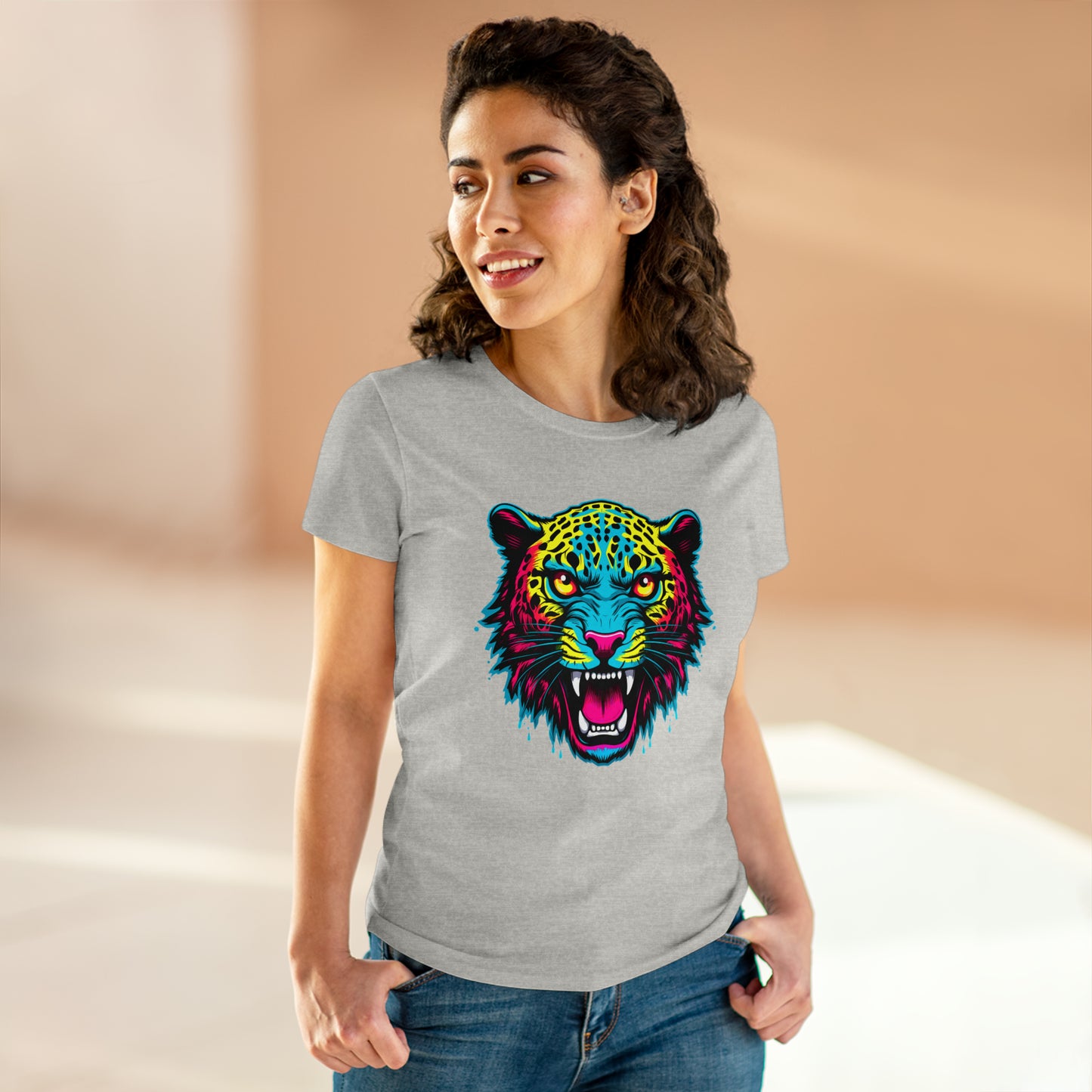 Colorful Leopard Women's Midweight Cotton Tee