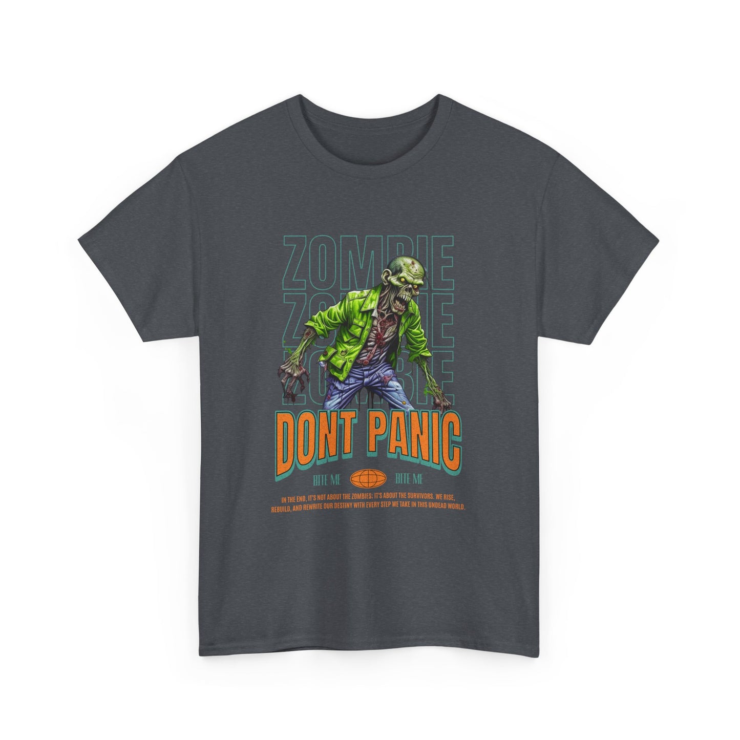 Zombie, Dont Panic Unisex Heavy Cotton Tee