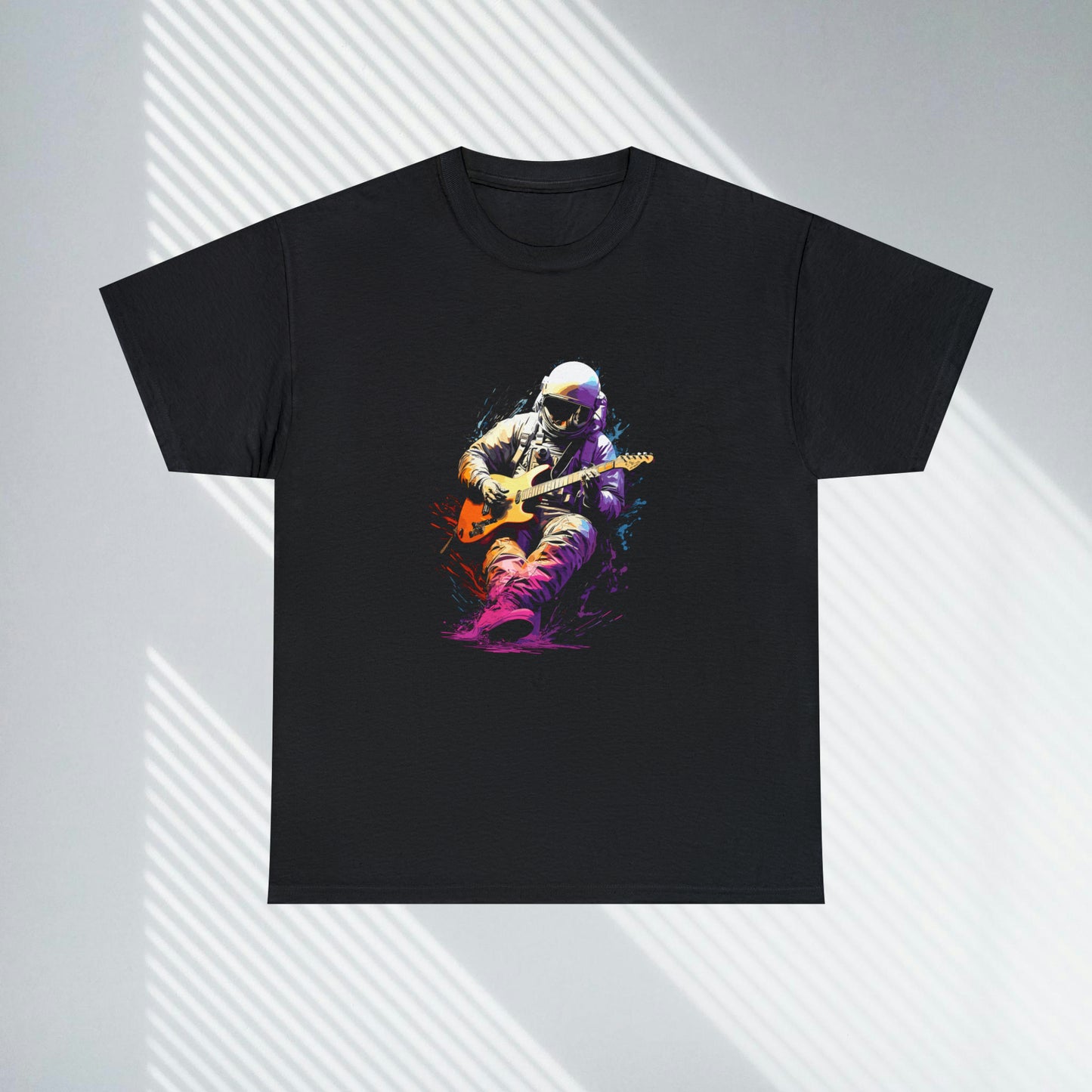 Astronaut playing Guitar, Interstellar Rock & Roll Unisex Heavy Cotton Tee