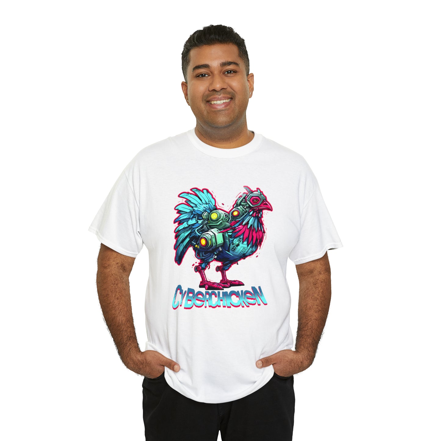 CyberChicken, Cyborg Chicken Unisex Heavy Cotton Tee