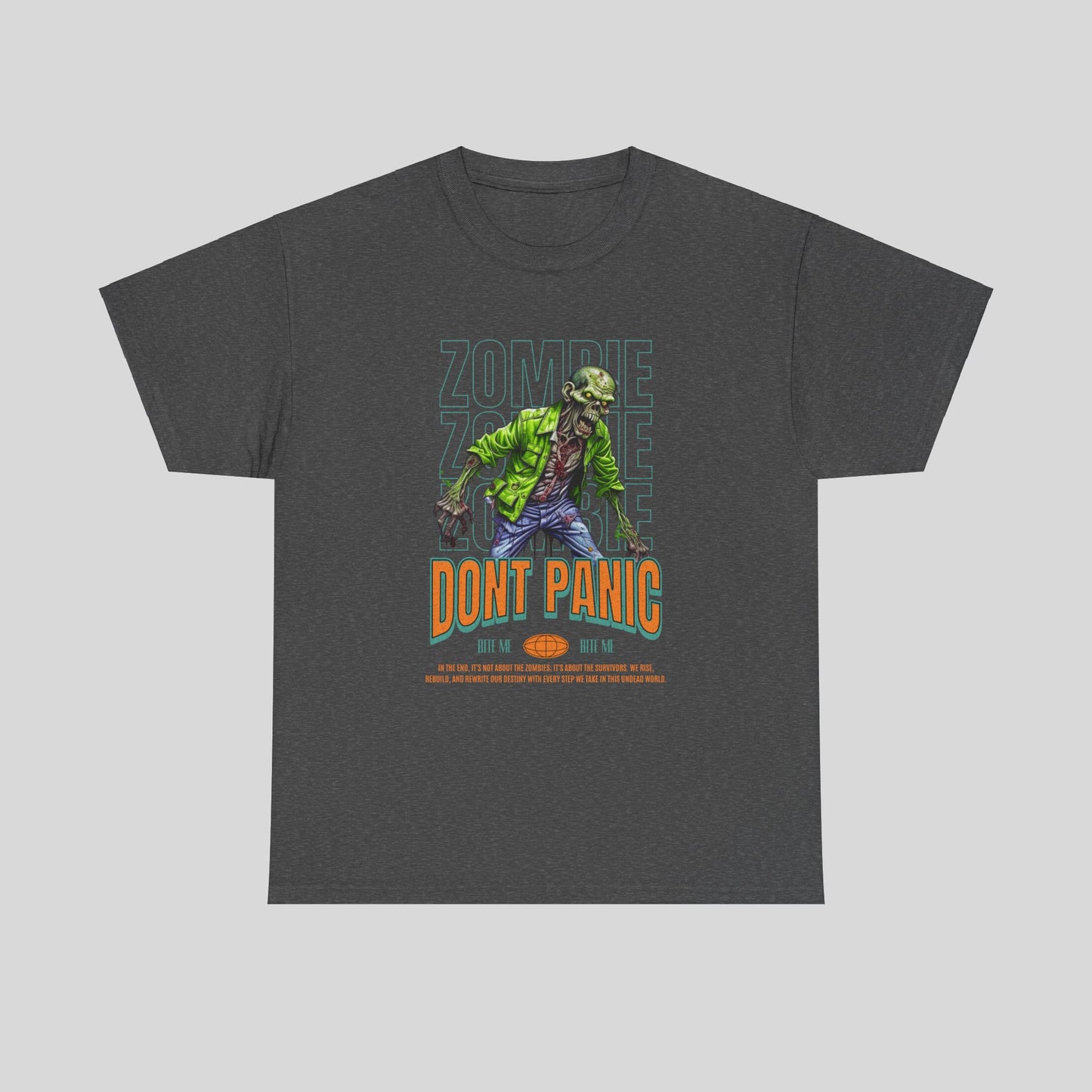 Zombie, Dont Panic Unisex Heavy Cotton Tee