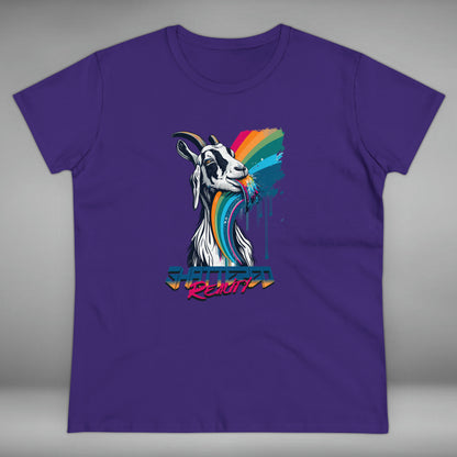 Shattered Reality, Rainbow Goat, Women's Midweight Cotton Tee