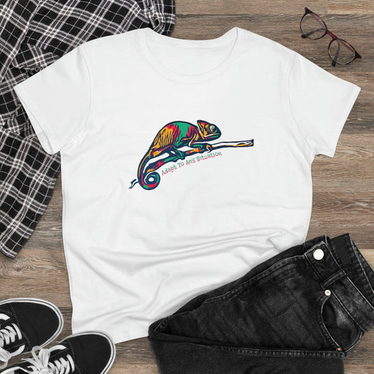 Adapt To Any Situation, Chameleon, Women's Midweight Cotton Tee
