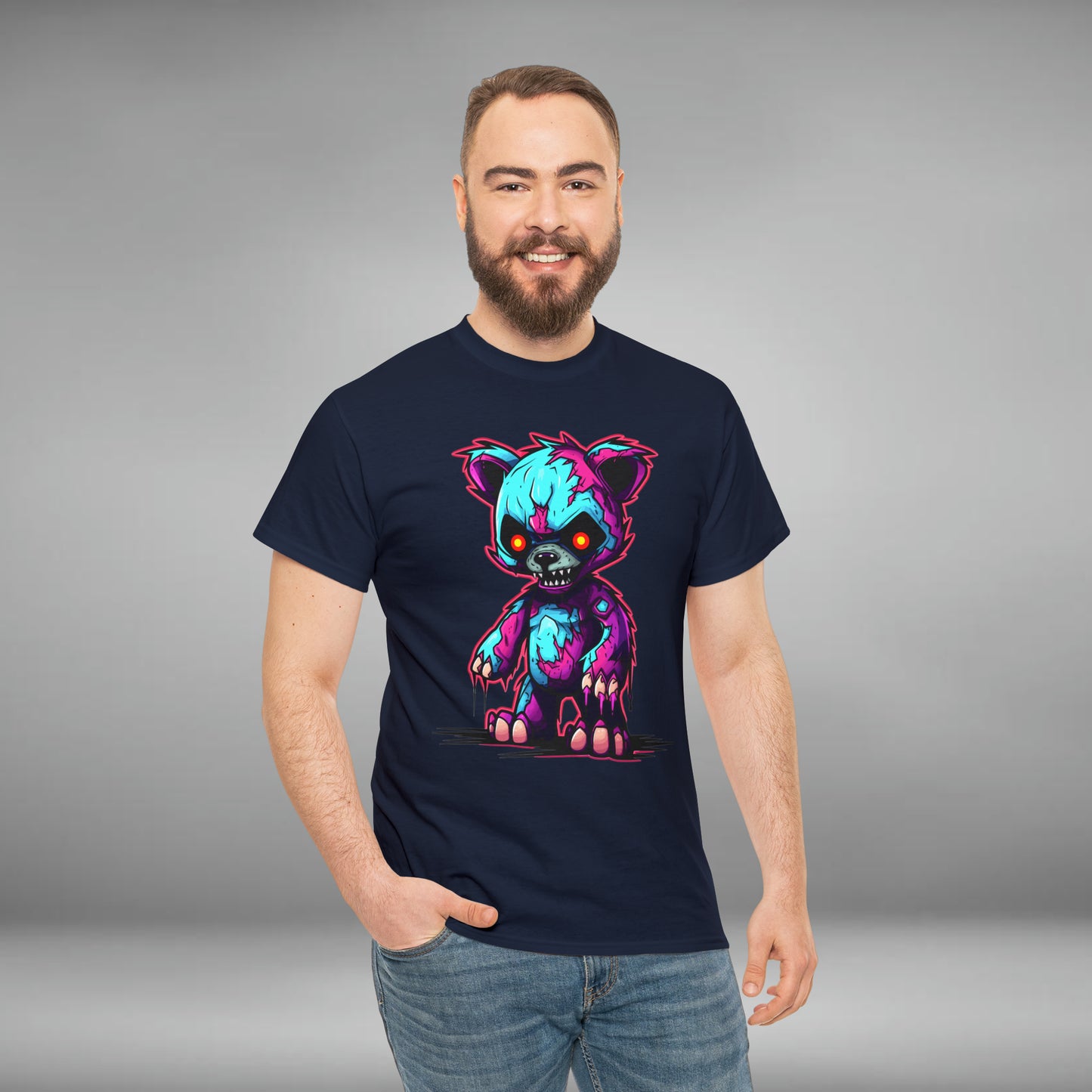 Zombie Teddy Bear, Custom Unisex Heavy Cotton Tee