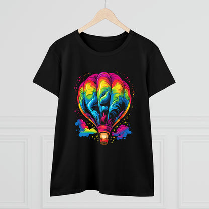 colorful Hot Air Balloon Women's Midweight Cotton Tee