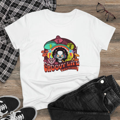 GROOVY LIFE, Retro Women's Midweight Cotton Tee