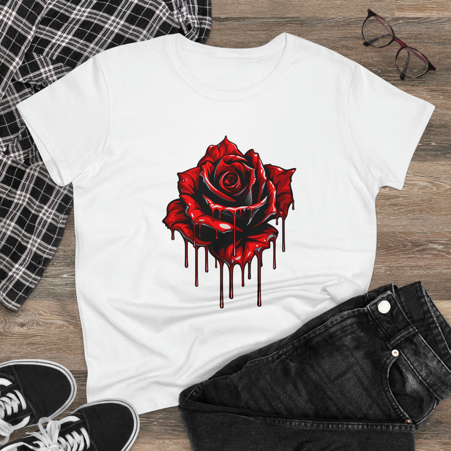 Painted Rose Women's Midweight Cotton Tee