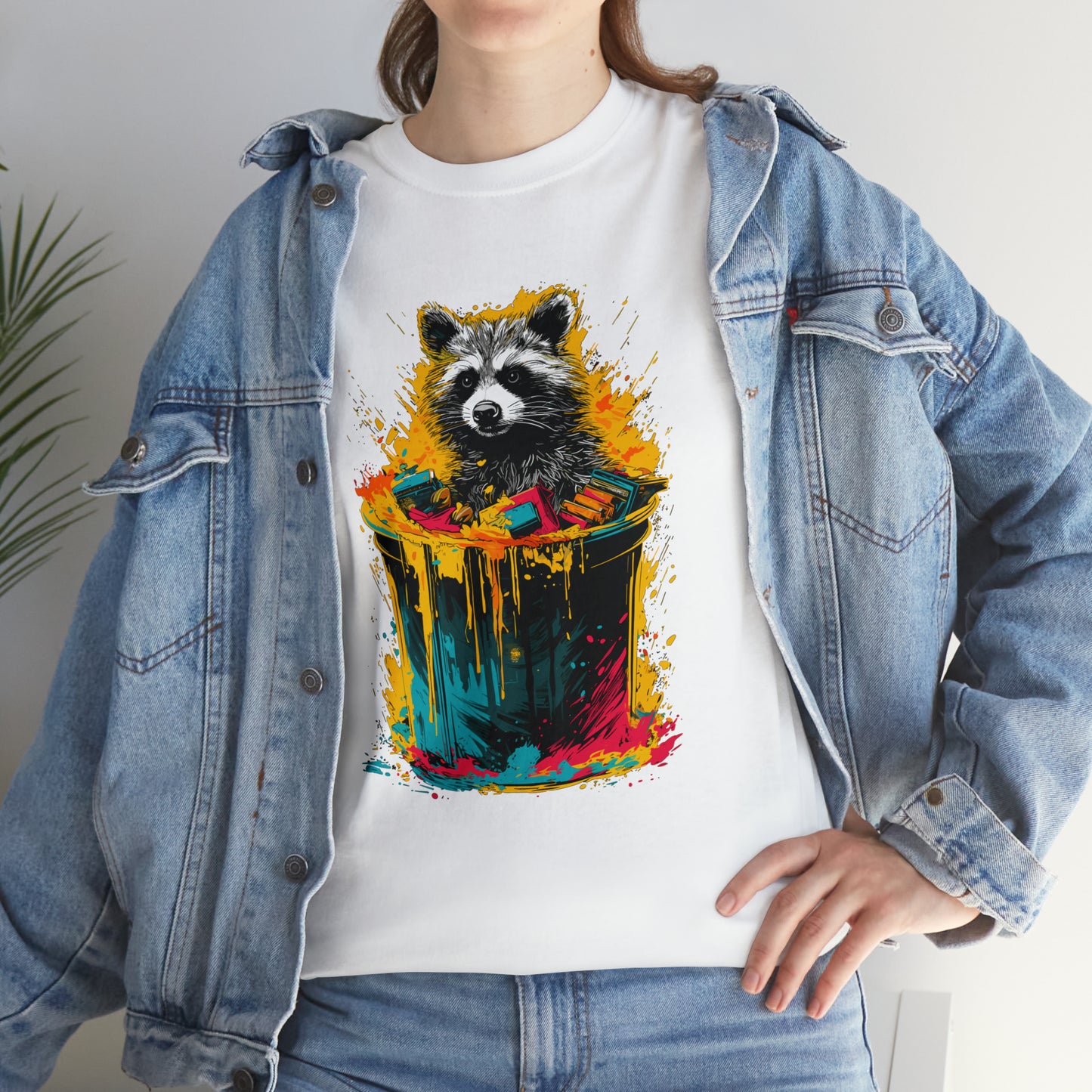 Trash Panda, Raccoon in a trash can Unisex Heavy Cotton Tee