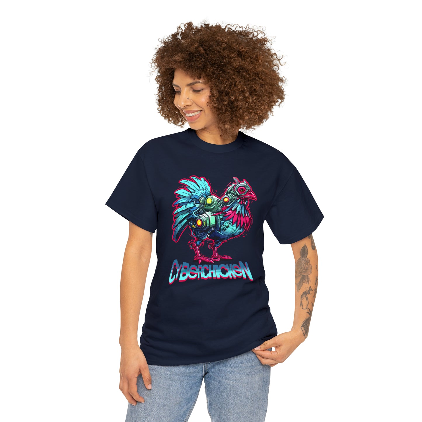 CyberChicken, Cyborg Chicken Unisex Heavy Cotton Tee