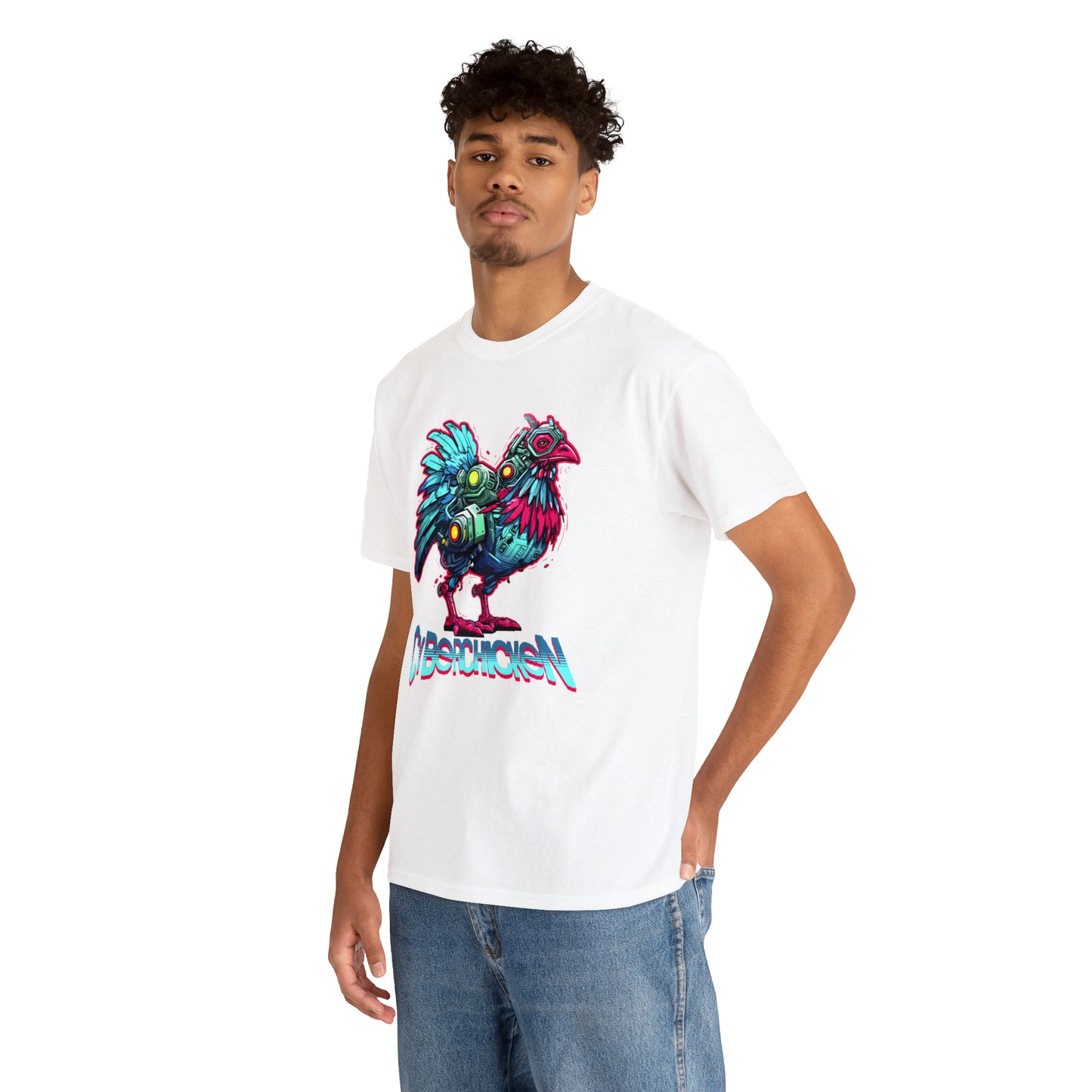 CyberChicken, Cyborg Chicken Unisex Heavy Cotton Tee