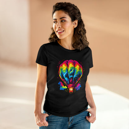 colorful Hot Air Balloon Women's Midweight Cotton Tee