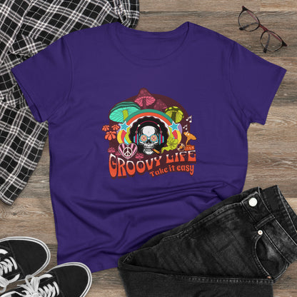 GROOVY LIFE, Retro Women's Midweight Cotton Tee