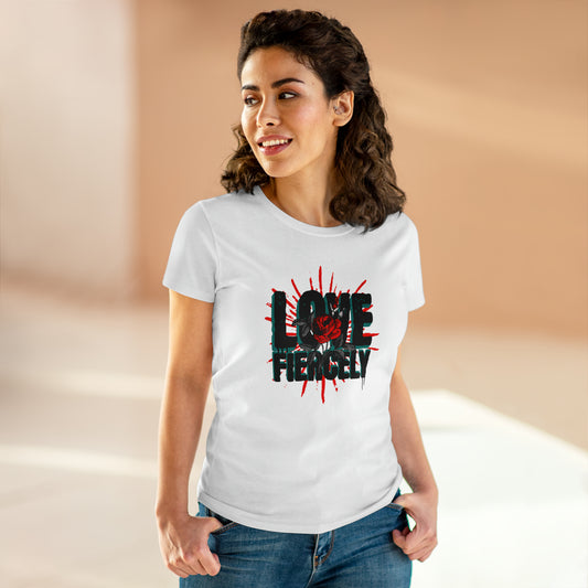 Love Fiercel, Reds Rose, Women's Midweight Cotton Tee