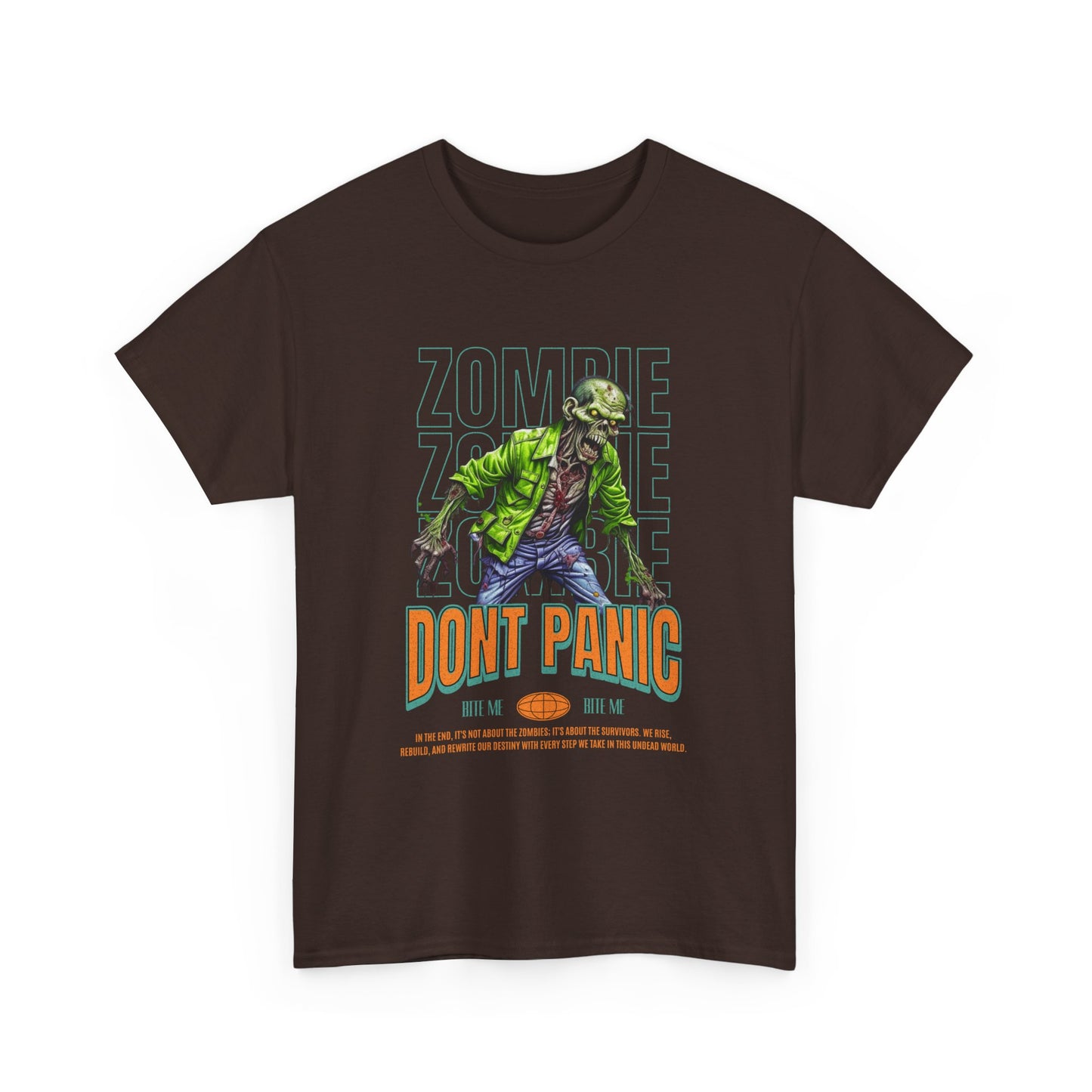 Zombie, Dont Panic Unisex Heavy Cotton Tee