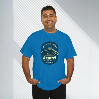 Aliens, Abducting People Since 1947, Custom Graphic Unisex Heavy Cotton Tee