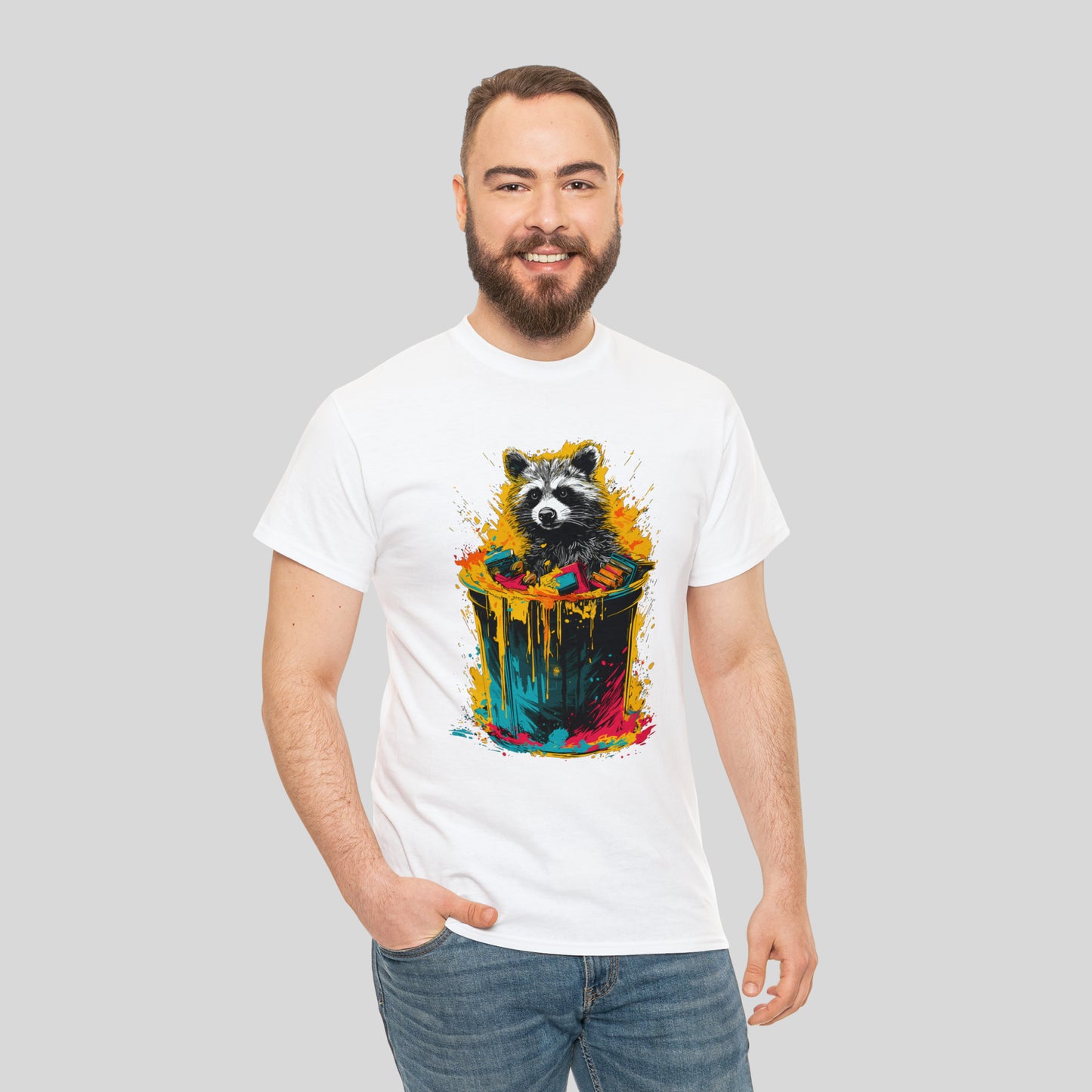 Trash Panda, Raccoon in a trash can Unisex Heavy Cotton Tee