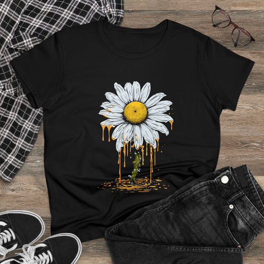 Daisy Painted Whirlpool, Flower, Custom Women's Midweight Cotton Graphic Tee