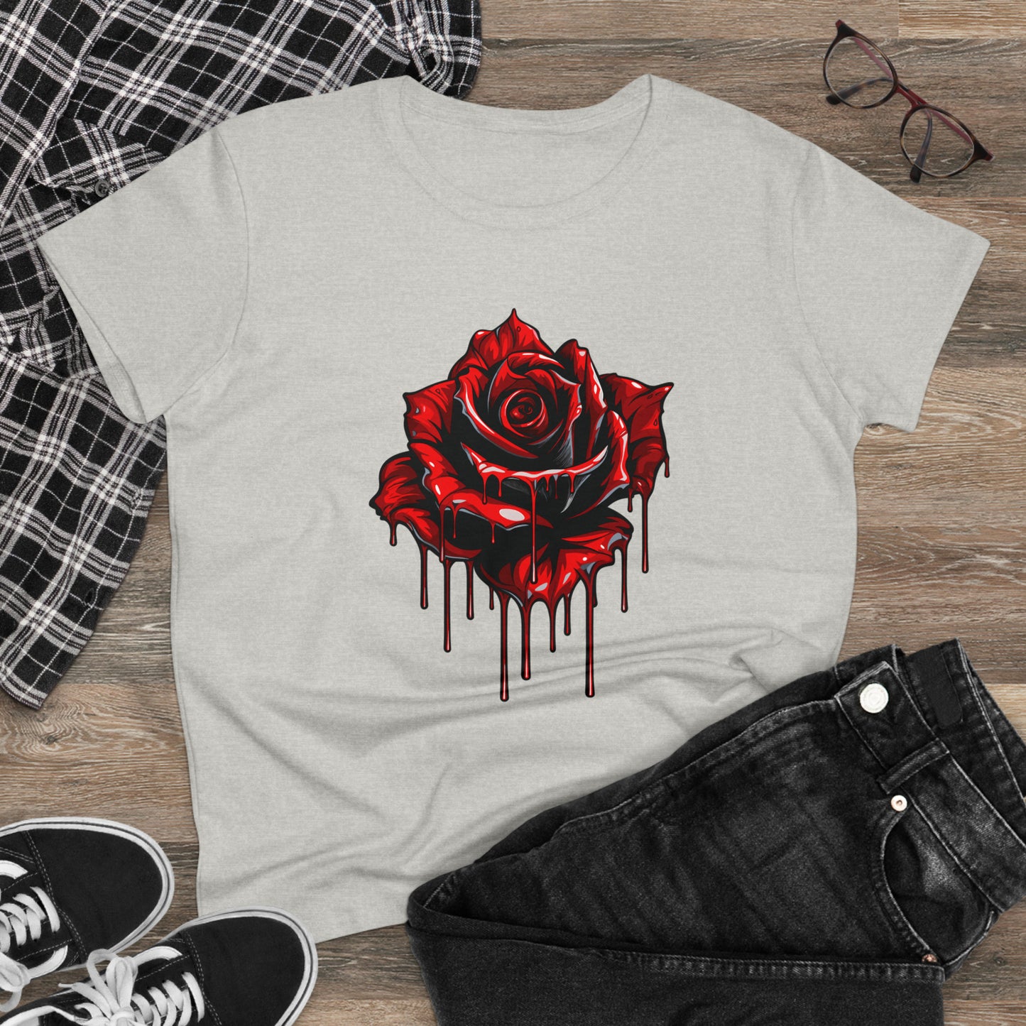 Painted Rose Women's Midweight Cotton Tee