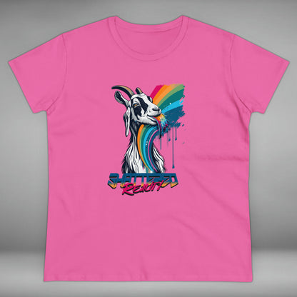 Shattered Reality, Rainbow Goat, Women's Midweight Cotton Tee