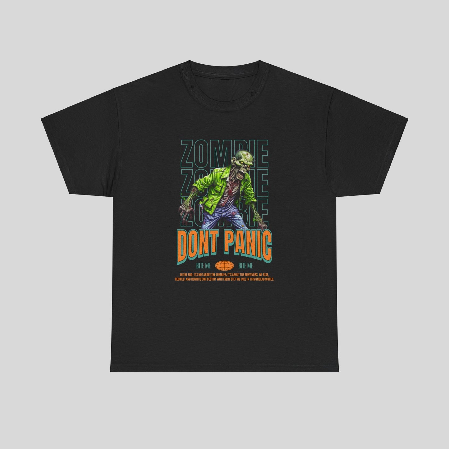 Zombie, Dont Panic Unisex Heavy Cotton Tee