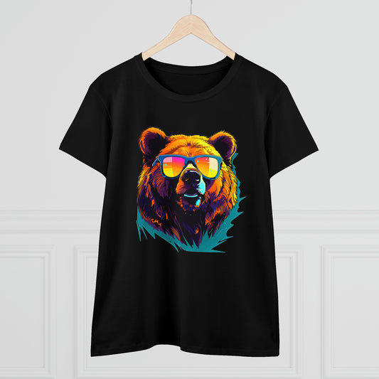 Cool Bear Wearing Sunglasses Women's Midweight Cotton Tee