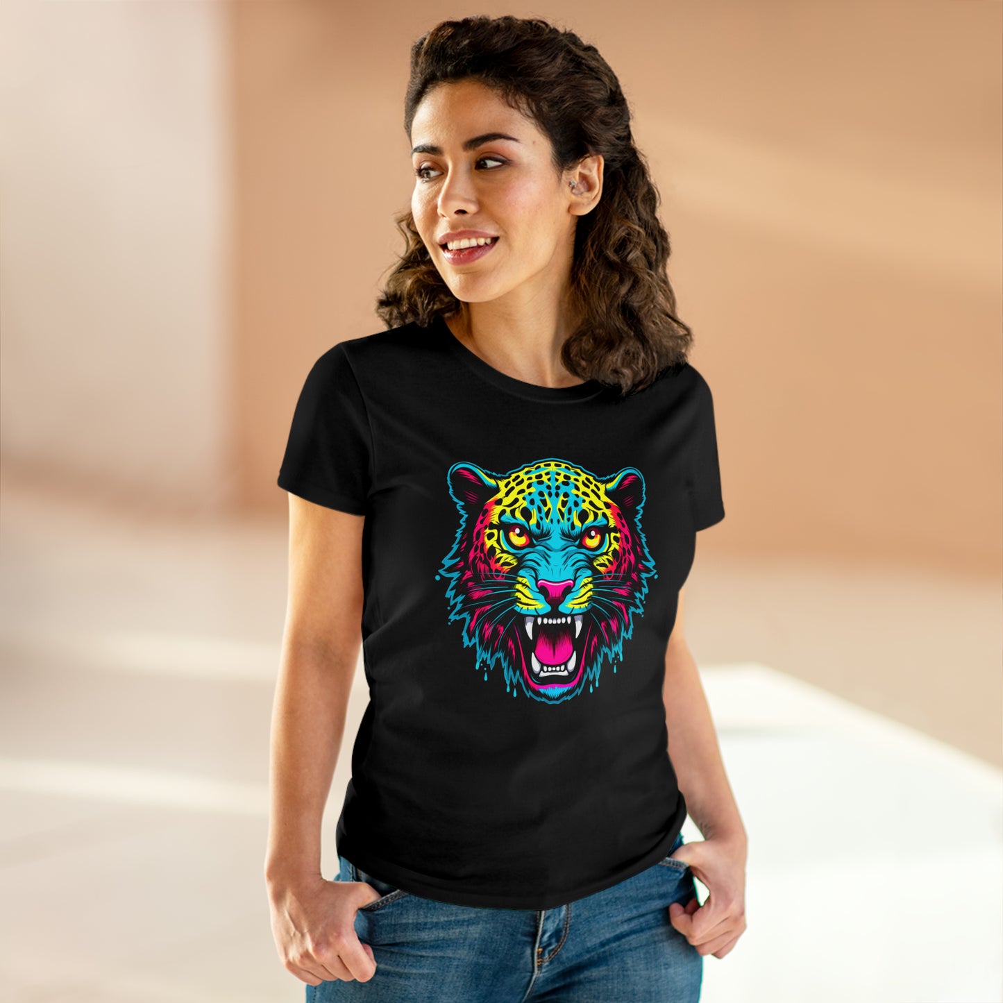 Colorful Leopard Women's Midweight Cotton Tee