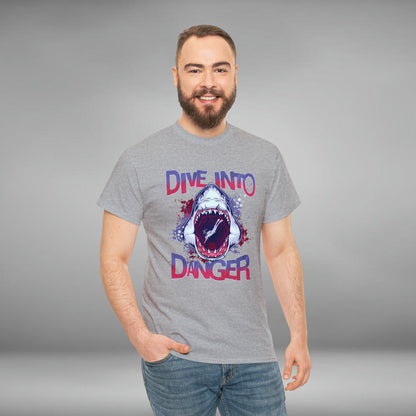 Dive Into Danger, Shark Unisex Heavy Cotton Tee